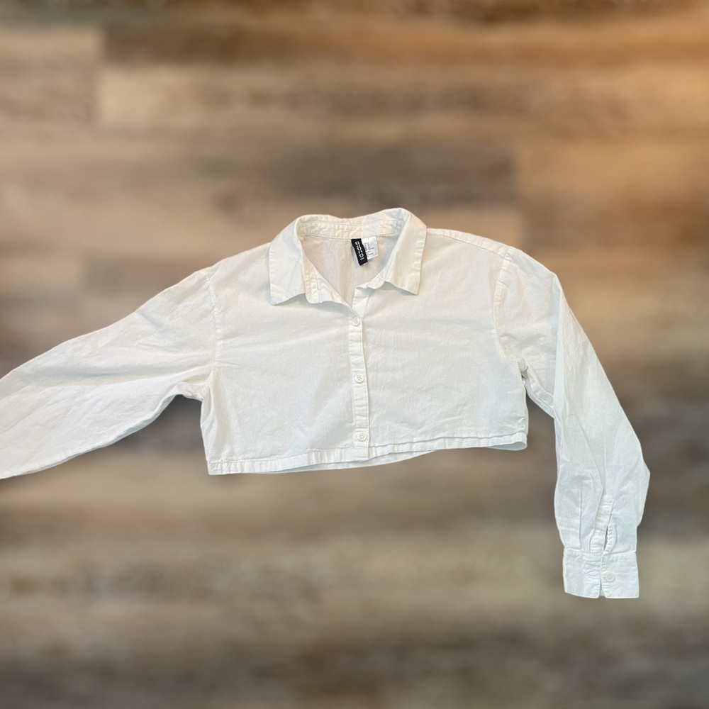 White DIVIDED (H&M) cropped button down